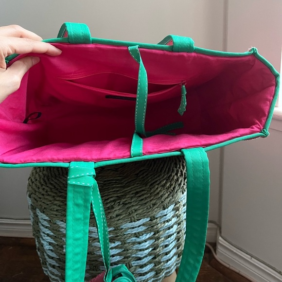 RALPH Ralph Lauren Watermelon Pink-Green Straw-woven Shoulder bag - Picture 7 of 14